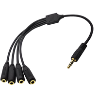 Câbles audio de transmission de données vidéo stéréo haute vitesse de 30cm, 3.5mm à 4 ports, câble audio, répartiteur de casque mâle à mâle