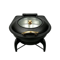 Plat de service rond noir de luxe 6L, chauffe-plats commercial pour buffets, idéal pour la restauration de petites entreprises, les pâtes et les plats rôtis