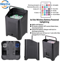 Set de 6 Focos Uplight de 18W a Batería Inalámbricos RGBWAUV, Foco Par LED de 6x18W a Batería, Luz de Escenario para Bodas y DJ
