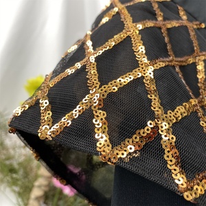Luxury Sparkle Gold <b>Sequins</b> Stitching Chiffon Bottom Elegant Cardigan Popular Eid Muslim Modest Women Abaya 1863# - Product Image 5