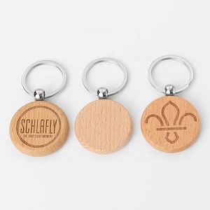 Quick Sample 10pcs Unfinished Wooden Keychain Blanks for Engraving Key Chain DIY Round Wood Keychain Tags