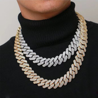 Chaîne cubaine lourde bijoux 3 rangées 15mm 20mm chaîne en argent Sterling 925 collier Hip Hop VVS Moissanite chaîne à maillons cubains
