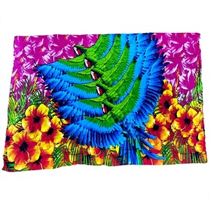 Women's <b>Sarong</b> Beach Cotton Asia Pacific Islands Polyester <b>Sarong</b> With Floral Print Green Border Women's Pareo Casual Wear - Product Image 1