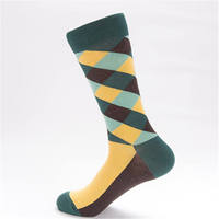 Chaussettes amusantes personnalisées à motif Argyle, en coton doux, couleurs vives, motif géométrique, design personnalisé pour hommes et femmes, pour occasions décontractées, fêtes, cadeaux