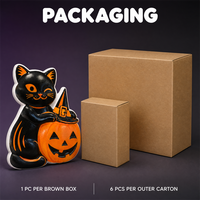 Décoration d'Halloween en plastique moulé par soufflage, chat noir et citrouille, ornement de fête extérieur, présentation de vacances