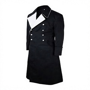 <b>Black</b> Double Breasted <b>Men's</b> Trench Greatcoat Contrast Lapel Long <b>Overcoat</b> Formal Outdoor Outerwear - Product Image 3
