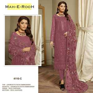 Fournisseur en gros Broderie lourde en fausse georgette 3mm Séquence Travail Dames Pakistanaise Soie Salwar Costume Mariage Fête Porter Pelouse - Product Image 5