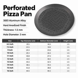 Teglie <span class=keywords><strong>per</strong></span> <span class=keywords><strong>Pizza</strong></span> in Alluminio 3003 Anodizzato Duro, 6.5-16 Pollici, Nere Perforate, <span class=keywords><strong>Teglia</strong></span> Rotonda da Forno <span class=keywords><strong>per</strong></span> Pizzerie e Forni Domestici - Product Image 2