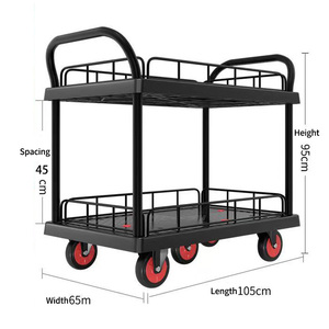 2026 Multilayer Plastic Tool Cart Two-Story <b>Trolley</b> with <b>Platform</b> Guardrail Fence Flatbed Truck Four-Wheel Wheel - Product Image 6