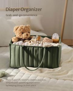 Quilted Diaper Caddy Organizer Premium Puffer Style Nursery Storage <b>Bins</b> Water-Resistant & Wipeable Changing Table Organizer - Product Image 4