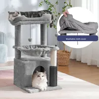 Grande structure d'escalade pour chat en bois minimaliste, maison pour chat, arbre à chat intégré, poteau à gratter en sisal, plateforme de saut, export