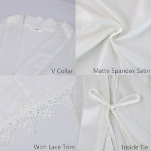 Camisón de Satén para Mujer, Lujoso, Sexy, Personalizado, para Novia, Dama de Honor, para Fiesta de Bodas, con Encaje, Kimono, Bata de Dormir - Product Image 6
