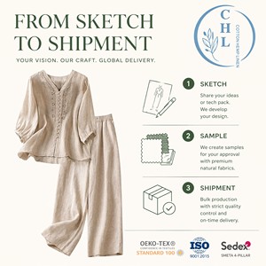 Completo Estivo <span class=keywords><strong>Donna</strong></span> 2026 Nuovo in Cotone <span class=keywords><strong>Lino</strong></span> con Decorazioni in Pizzo, Blusa e <span class=keywords><strong>Pantaloni</strong></span> a Gamba Larga Stile Cinese, Top con Scollo a V e <span class=keywords><strong>Pantaloni</strong></span> a Gamba Dritta Casual - Product Image 5