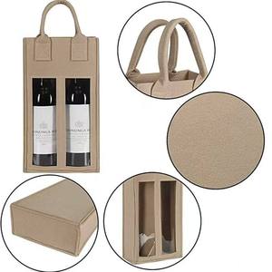 Wholesale Wine Shopping <b>Bag</b> Reusable Non-Woven Felt Wine Carrier <b>Bag</b> 1Bottle 2 <b>Bottles</b> <b>Bag</b> Eco-Friendly Wine <b>Gift</b> Tote - Product Image 3