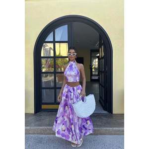 ชุดกางเกงสีม่วงไลแลคสำหรับฤดูร้อน พร้อมตกแต่งกระดุม - Product Image 4