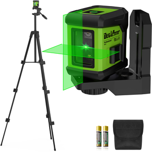 مستويات ليزر DEGLASERS ذاتية التسوية مع شعاع أخضر فاتح عالي 1 متر ثلاثي القوائم يدعم الليزر الذي يعمل ببطارية AA للبناء - Product Image 1