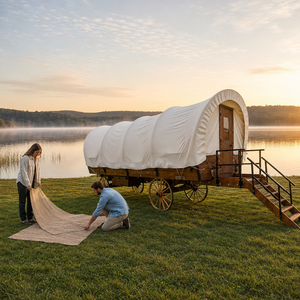 Tente de glamping de luxe sur mesure, directement de l'usine, type carrosse en bois, assemblage KD, toile imperméable pour complexe hôtelier et camping - Product Image 1