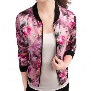 Blousons Bomber en Satin Matelassé Respirant et Écologique pour Femme, Couleur Unie, Épaules Tombantes, Conception Personnalisée OEM, Vente Chaude, Haute Qualité - Product Image 1