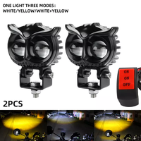 Luz de Trabajo LED para Motocicleta, 3 Pulgadas, 10W, Proyector de Luz Alta y Baja Atom, Impermeable IP68, 12-24V, Blanco/Amarillo