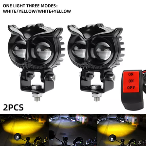 Luz de Trabajo <span class=keywords><strong>LED</strong></span> para Motocicleta, 3 Pulgadas, 30W, Proyector de Luz Alta y Baja Atom, Impermeable IP68, 12-24V, Blanco/Amarillo - Product Image 1