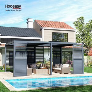 <span class=keywords><strong>Pergola</strong></span> bioclimatique en aluminium Hooeasy pour l'extérieur, avec stores pare-vent, écran d'intimité et volets coulissants pour portes. - Product Image 4