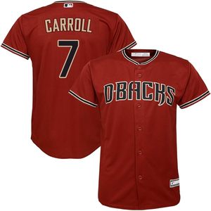 Camiseta de béisbol para niños de los Arizona Diamondbacks, roja, alternativa, de jugador, Carroll 7, con cuello y tecnología que absorbe la humedad - Product Image 1