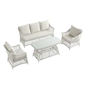 Conjunto de Muebles de Jardín Impermeables con Mesa de Comedor de Altura Ajustable, Sillón Grande de Mimbre, Sofá de Ratán para Exteriores - Product Image 6