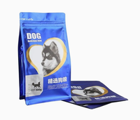Sac d'emballage alimentaire en plastique pour animaux de compagnie, chien, chat, fond plat, fermeture éclair, transparent, en mylar