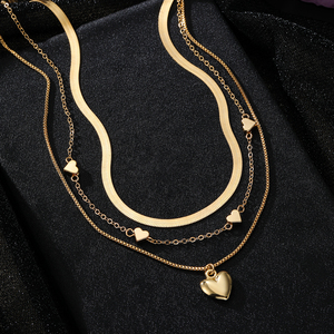 Nuovo Design di <span class=keywords><strong>serpente</strong></span> osso catena cuore <span class=keywords><strong>ciondolo</strong></span> <span class=keywords><strong>collana</strong></span> multistrato per le donne gioielli all'ingrosso - Product Image 4