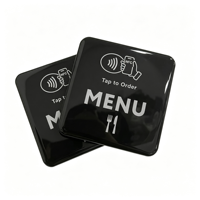 Autocollant de table NFC 13,56 MHz personnalisé avec impression offset et époxy, code QR pour commande de menu par contact, idéal pour la commande de table en restaurant – Vente directe usine