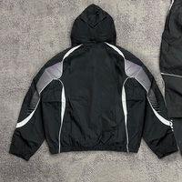 Veste bomber coupe-vent d'hiver fonctionnelle de style streetwear européen et américain, à capuche, fermeture éclair, nylon, cordon de serrage, veste de sport