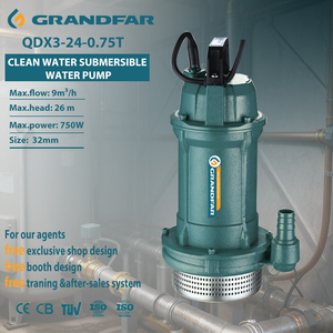 Pompe à eau submersible OEM Grandfar QDX 0.75kw 26M 150L/min avec moteur en cuivre et fonte haute pression QDX3-24-0.75T - Product Image 1