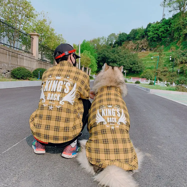 Primavera Verano perro ropa de dos patas letra impresa Terry suéter mascota Casual padre-hijo ropa propietario y mascota ropa a juego