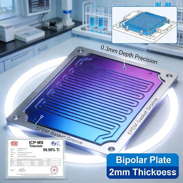 CNC Machined Stainless Steel Hydrogen Electrolyzer Plate | Optimized Flow Channel | OEM/ODM for Hydrogen Production Plants