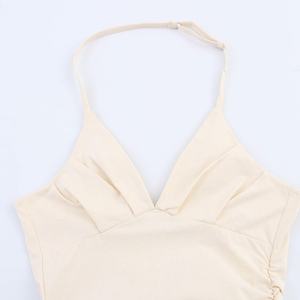 Camiseta sin Mangas Informal de Moda para Mujer, Color Beige, Diseño Asimétrico y Tejido Transpirable - Product Image 3