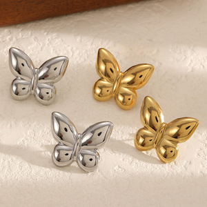 ต่างหูรูปผีเสื้อ สแตนเลสสตีล ชุบทอง 18k สีเงิน ทนทานต่อการเปลี่ยนสี ไทเทเนียมสตีล เครื่องประดับแฟชั่นสำหรับผู้หญิง - Product Image 2