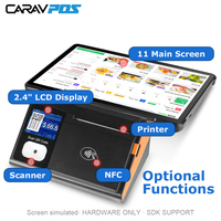 Terminal POS Desktop Windows 11 11 Inci Langsung dari Pabrik, Layar Ganda dengan Layar Sekunder 2,4 Inci, Printer 80mm, Pemindai 1D 2D, NFC