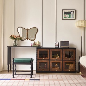 French Style Solid Wood <b>Dressing</b> <b>Table</b> With <b>Storage</b> Bedroom Vanity Desk <b>For</b> Home Use - Product Image 3