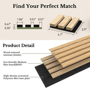 Panneaux muraux acoustiques en bois 3D <span class=keywords><strong>à</strong></span> lattes, <span class=keywords><strong>à</strong></span> <span class=keywords><strong>coller</strong></span>, absorbant le son, texture bois, panneaux décoratifs pour le design d'intérieur de bureau et de studio - Product Image 2