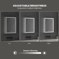 Miroir de salle de bain moderne avec éclairage LED intégré, anti-buée, à double capteur tactile, 500x700mm, à fixer au mur