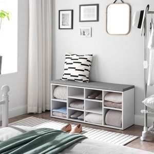 Banc à chaussures <span class=keywords><strong>avec</strong></span> coussin banc de <span class=keywords><strong>rangement</strong></span> armoire <span class=keywords><strong>avec</strong></span> siège rembourré banc <span class=keywords><strong>d</strong></span>'<span class=keywords><strong>entrée</strong></span> <span class=keywords><strong>avec</strong></span> 10 compartiments étagère réglable pour chambre à coucher - Product Image 5
