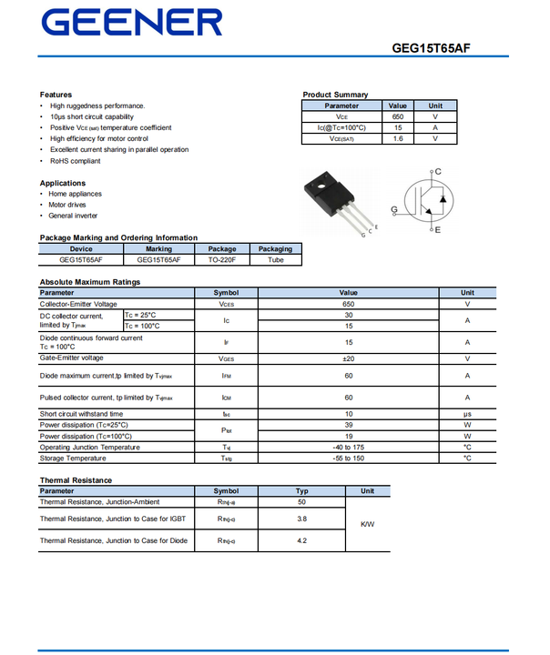 Lot De 50 Transistors GIB15B60KD1 IRGIB15B60KD1 TO-220F - Icexpress, Pour Circuits électroniques