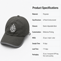 Casquette de golf personnalisée avec logo imprimé réfléchissant, perforée, respirante, casquette de sport de baseball avec visière incurvée pour la course à pied et les activités de plein air