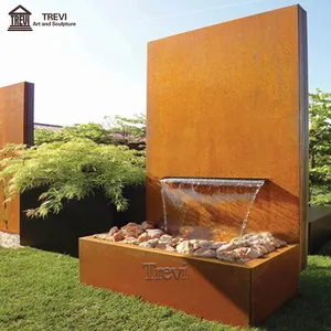 Característica de paisaje de escultura de cascada de acero Corten rectangular personalizada de fábrica