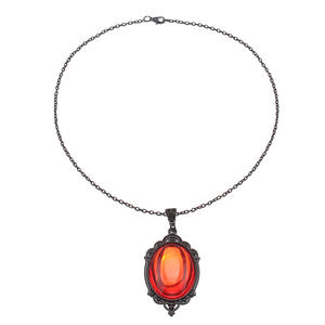 Collar Gótico Europeo Americano con Cristal Ovalado de Amatista Roja Púrpura en Engaste de Bisel para Uso Diario - Product Image 5