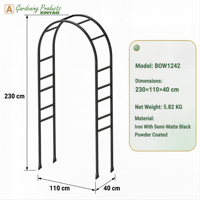 Arche de jardin élégante et minimaliste en fer tubulaire carré, thermolaquée, anti-rouille, résistante aux intempéries, pour jardin et patio, vente en gros OEM