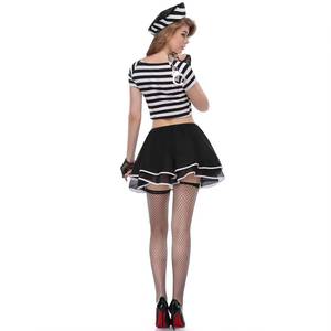 Prisoner Dress Echo Halloween Costume Black <b>White</b> Striped Uniform for Adult Women - Product Image 3