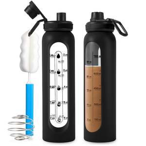 Bulk Customizable Logo <b>750ml</b> Glass Sports Shaker <b>Bottle</b> with Measurement Scale Leak-Proof Gym Cup for Outdoor Activities - Product Image 1