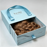 Boîtes d'emballage de luxe en carton avec logo personnalisé CMYK, coulissantes, pour perruques et extensions de cheveux, avec poignée en ruban