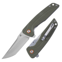 Couteau pliant tactique utilitaire de camping de qualité industrielle OEM, lame Tanto en acier 3Cr13, manche G10 vert, couteau de poche EDC